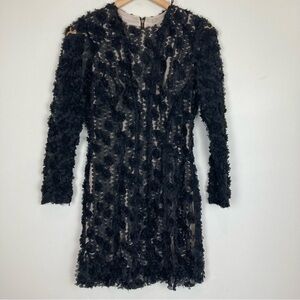 Nina Ricci cocktail black cocktail dress with textured rosette overlay. SZ36(FR)